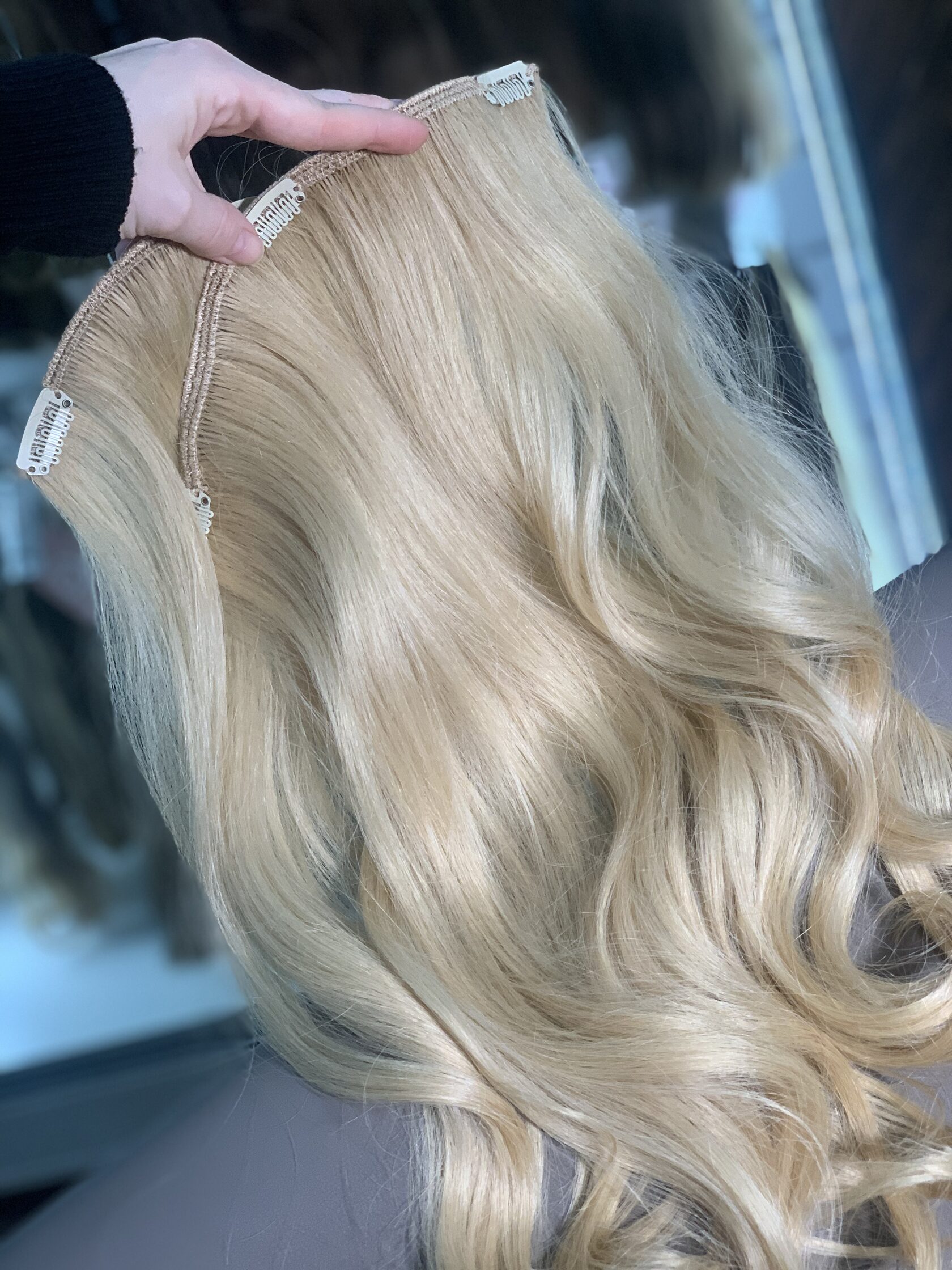 custom human hair clip-in extensions by DAJMUR