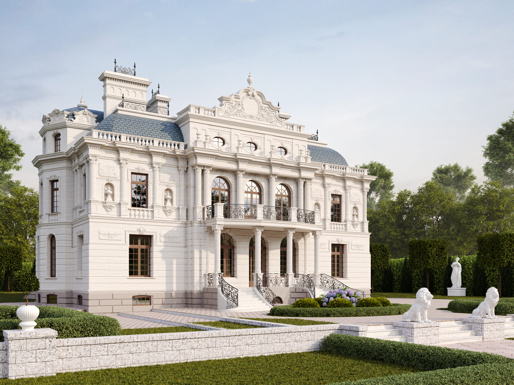 визуализация дома в классическом стиле