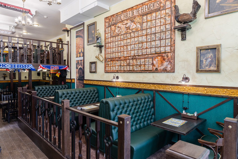 Клубные шарфы и телевизор в зале Beer House