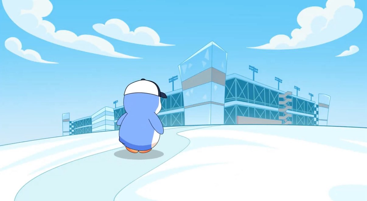 Pudgy Penguins racing penguin with NASCAR 