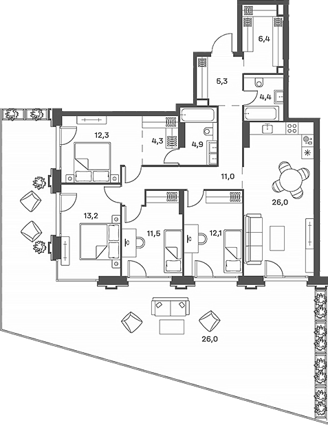 5-комн 137 м²