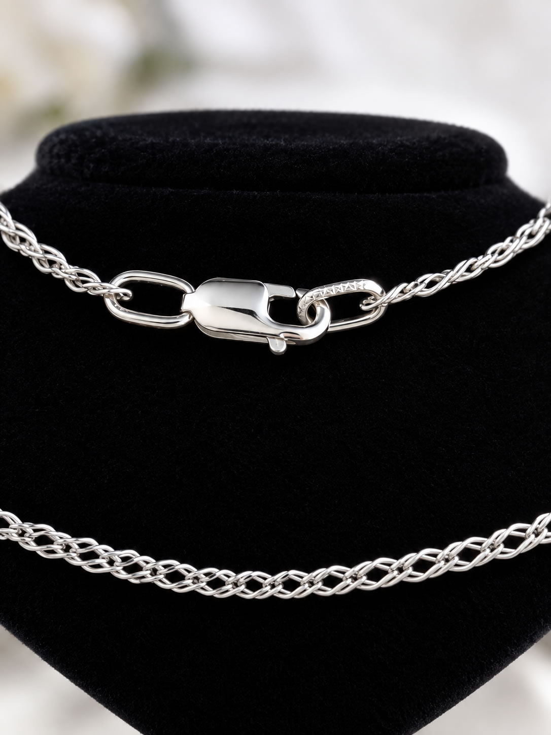 серебряная цепочка 45 см, двойной ромб