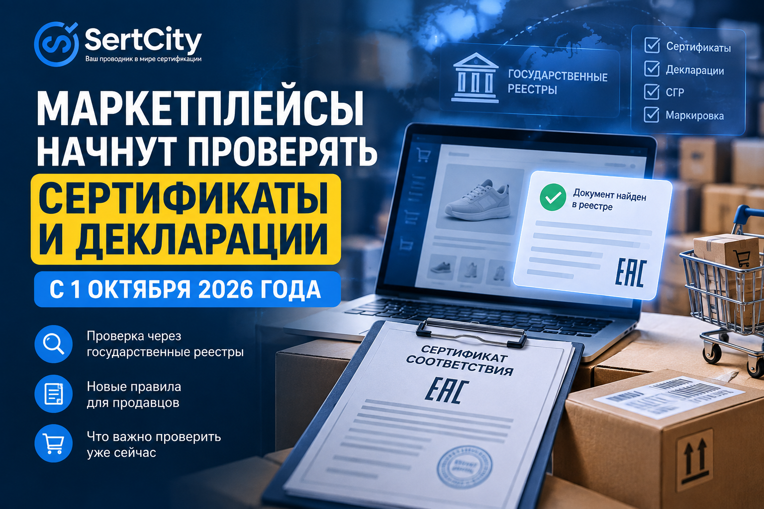 Маркетплейсы и проверка сертификатов и деклараций через реестры с 1 октября 2026 года