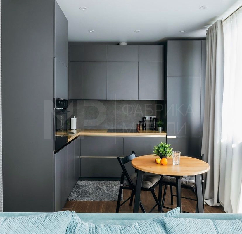 угловая серая кухня 9м2