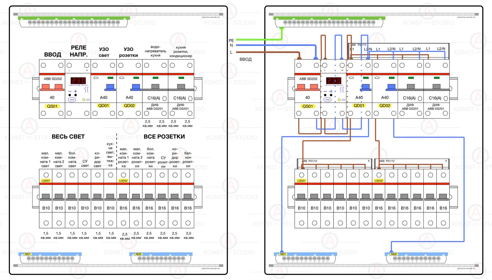 Visio схема электрощита