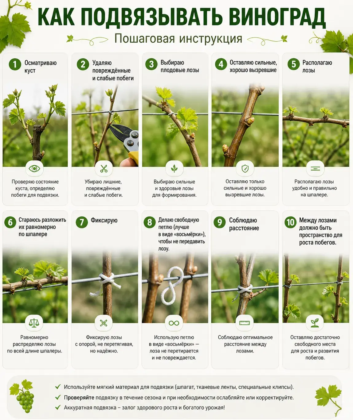 как правильно подвязать виноград весной