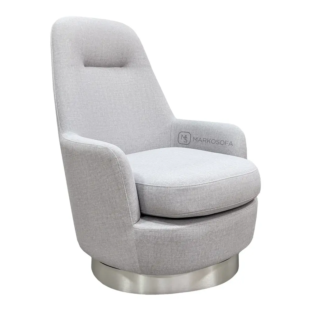 Реплика кресла Жак Бержер от Минотти (Jacques Bergere Minotti) на заказ в обивке из серого велюра с поворотным механизмом