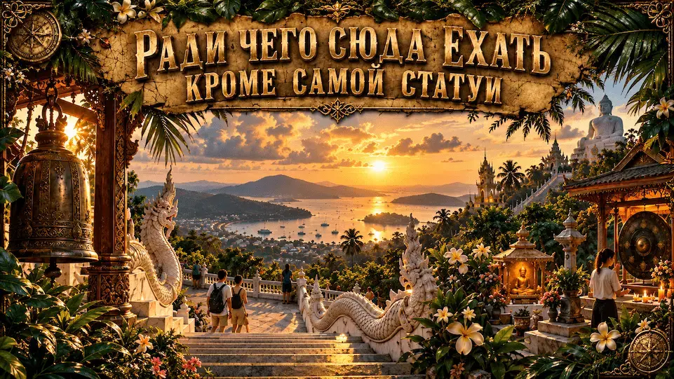 Панорамные виды, храмовые детали и смотровые площадки возле Большого Будды на Пхукете