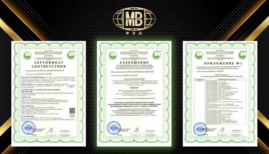 Сертификат соответствия Халяль