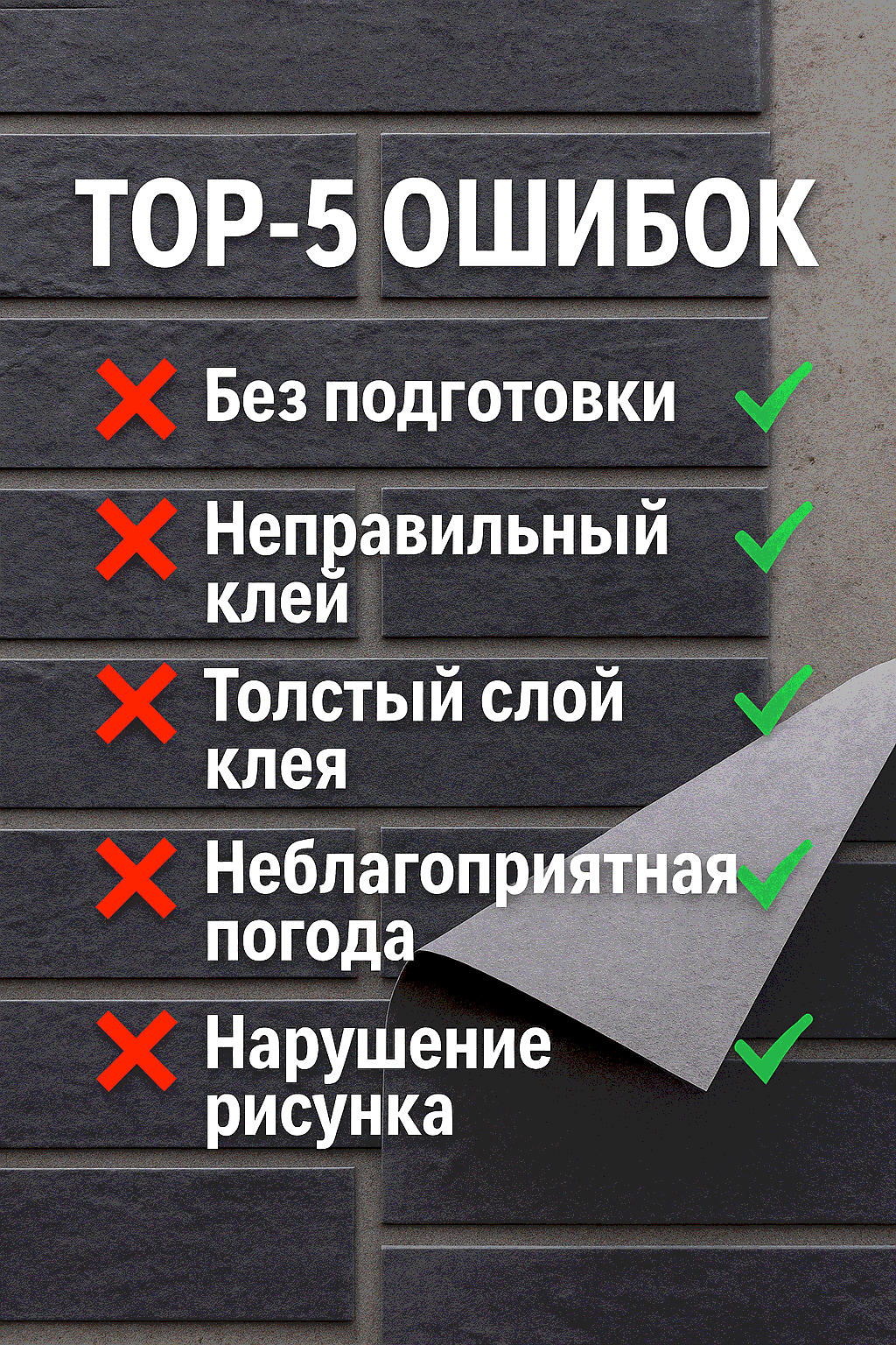 ошибки монтажа гибкой плитки и решения