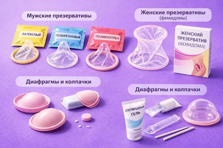 Различные виды контрацептивов на столе