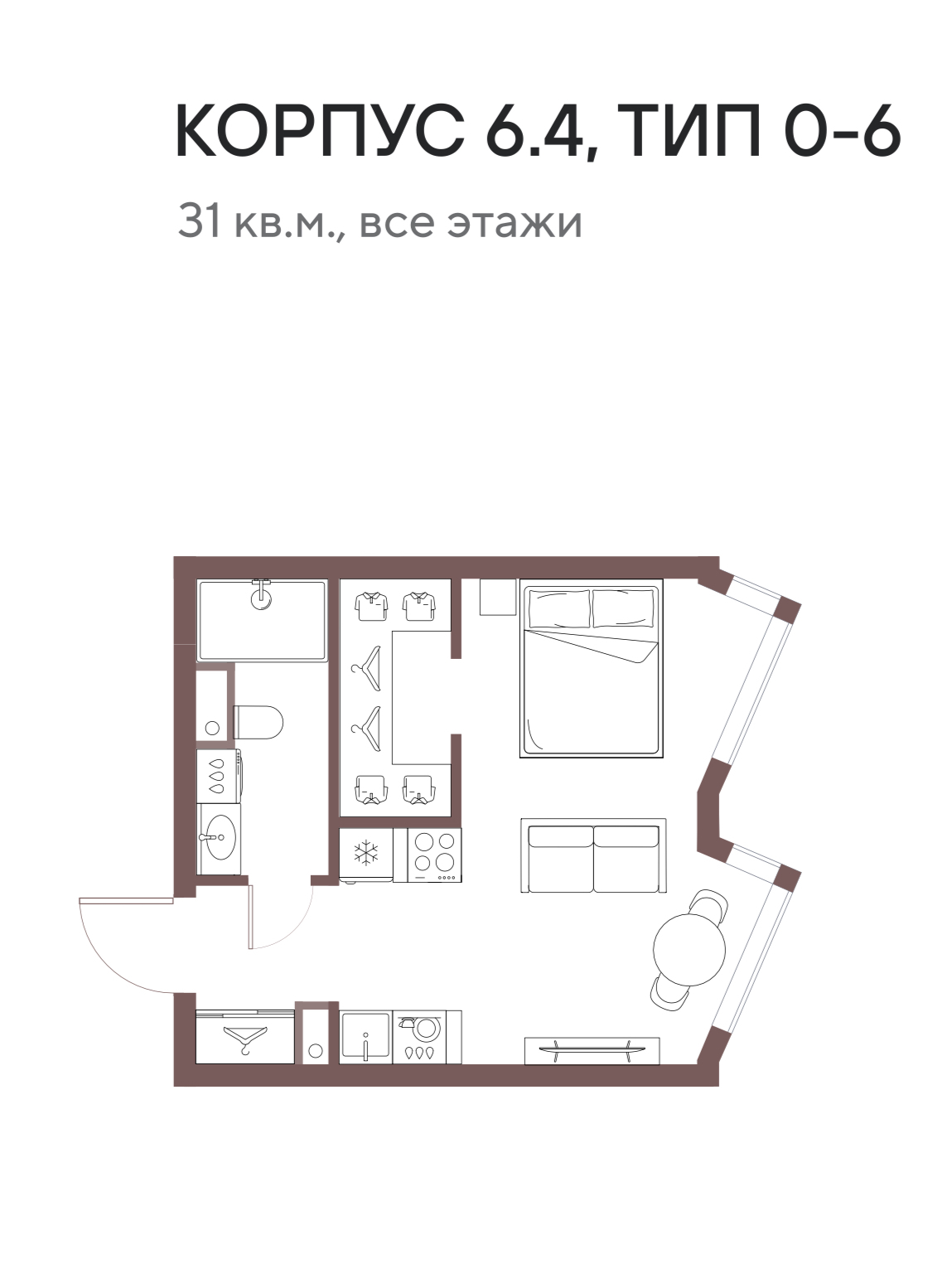 Студия 31 м²