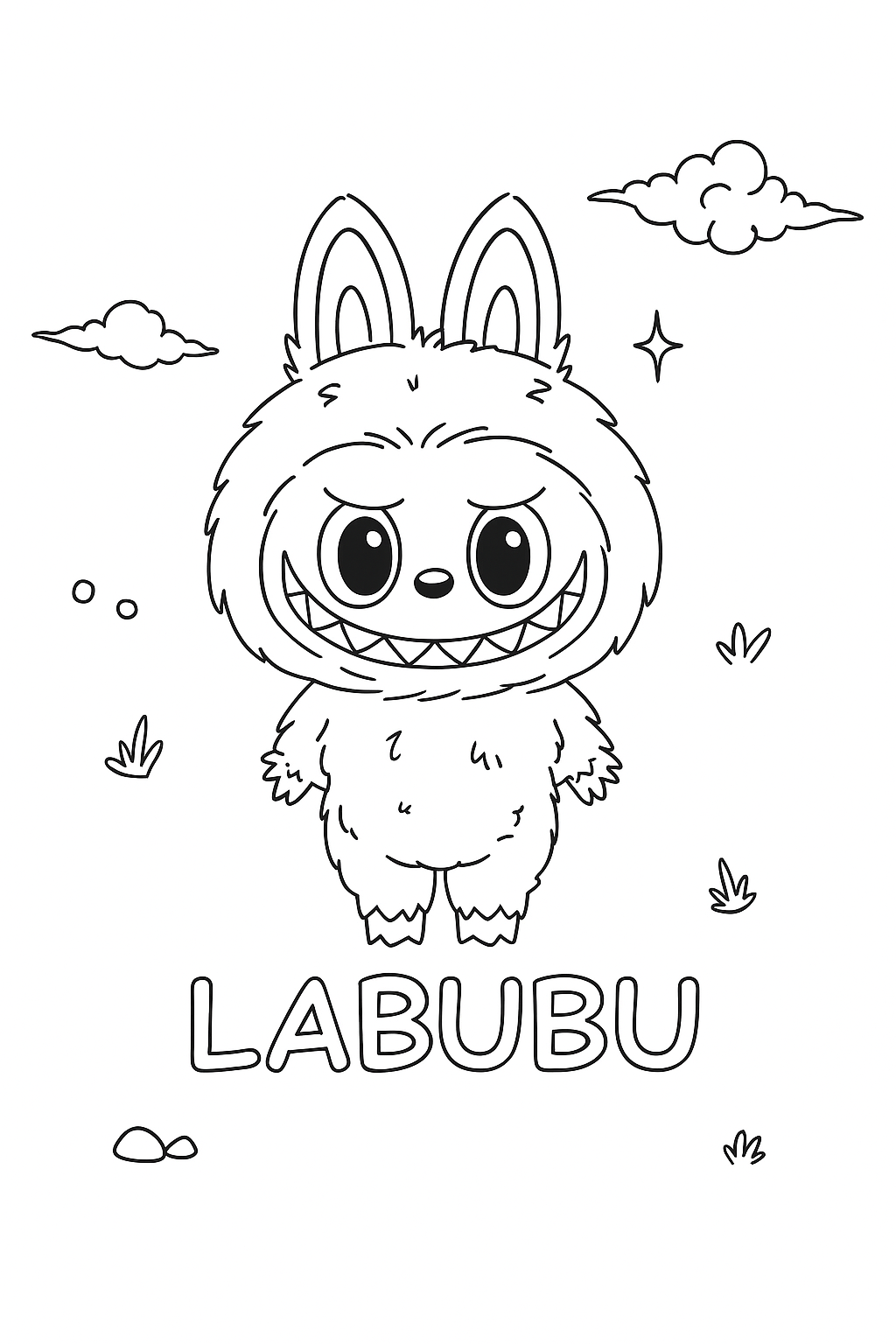 лабубу монстр раскраска для детей скачать бесплатно красивые милые раскраски Labubu 