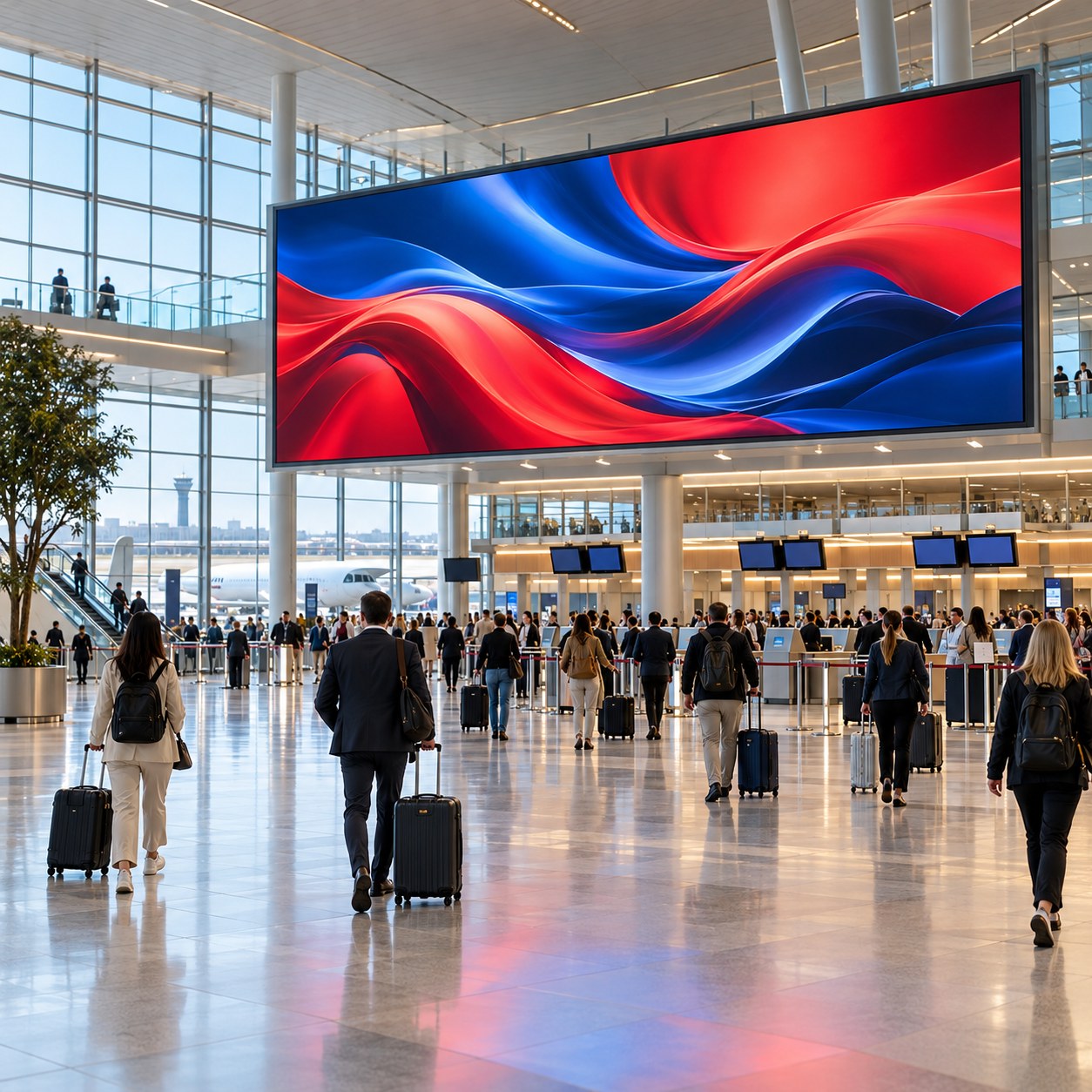 Digital-реклама на большом экране в аэропорту