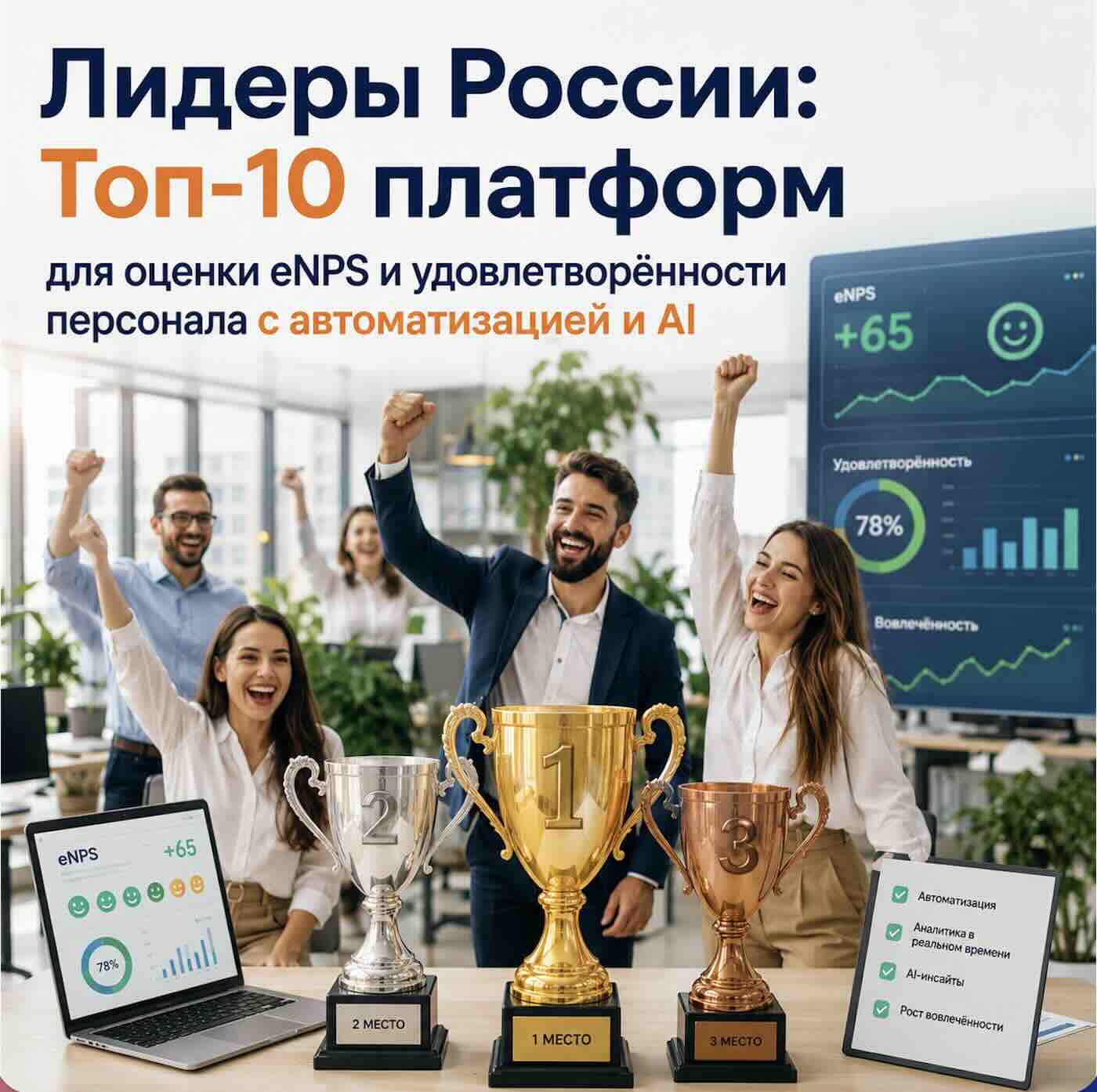 Лидеры России: Топ-10 платформ для оценки eNPS и удовлетворённости персонала с автоматизацией и AI