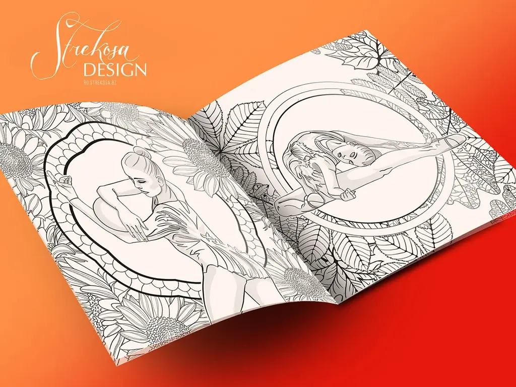 Strekosa Design colouring book with gymnast illustrations