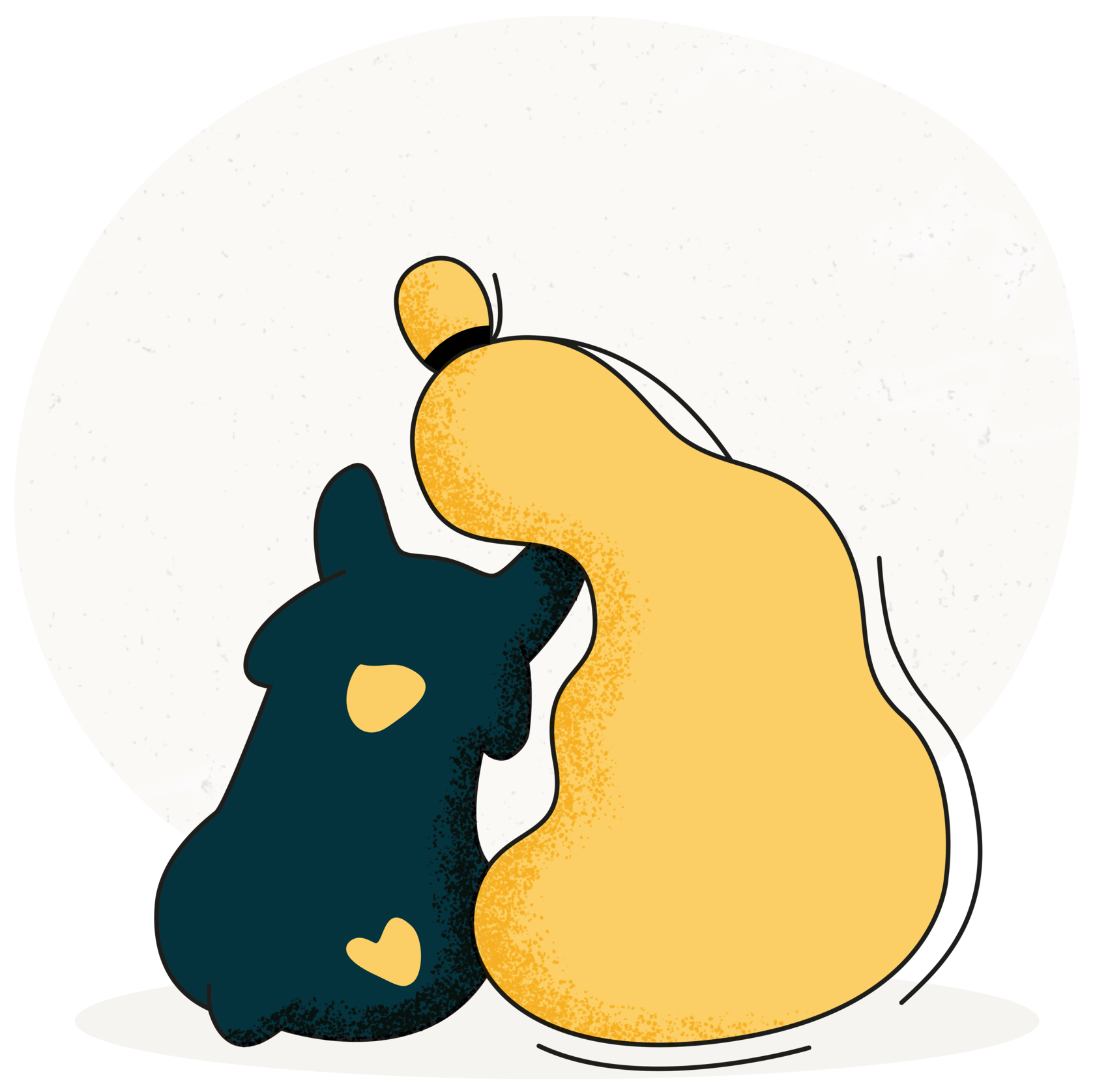 Хозяйка и собака обнимаются 