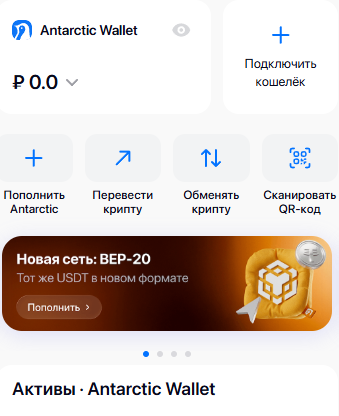 Пополнить Antarctic Wallet