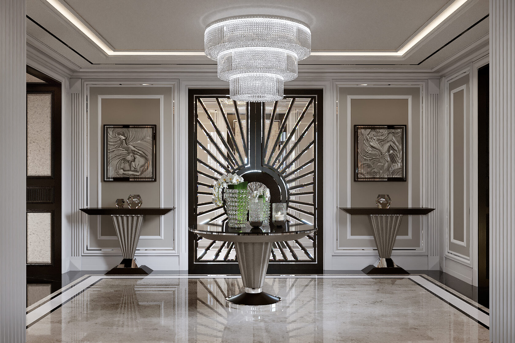 Дизайн интерьера холла в стиле ар-деко