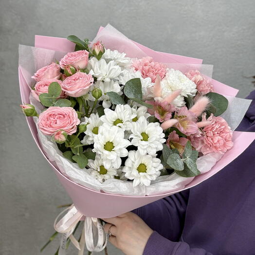 Букет нежно - розовый: Розовое вдохновение Букетная 54