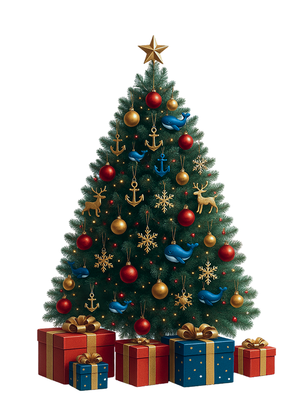 Ёлка с северными мотивами — якоря, киты и олени. Символ новогоднего тура в Мурманскую область