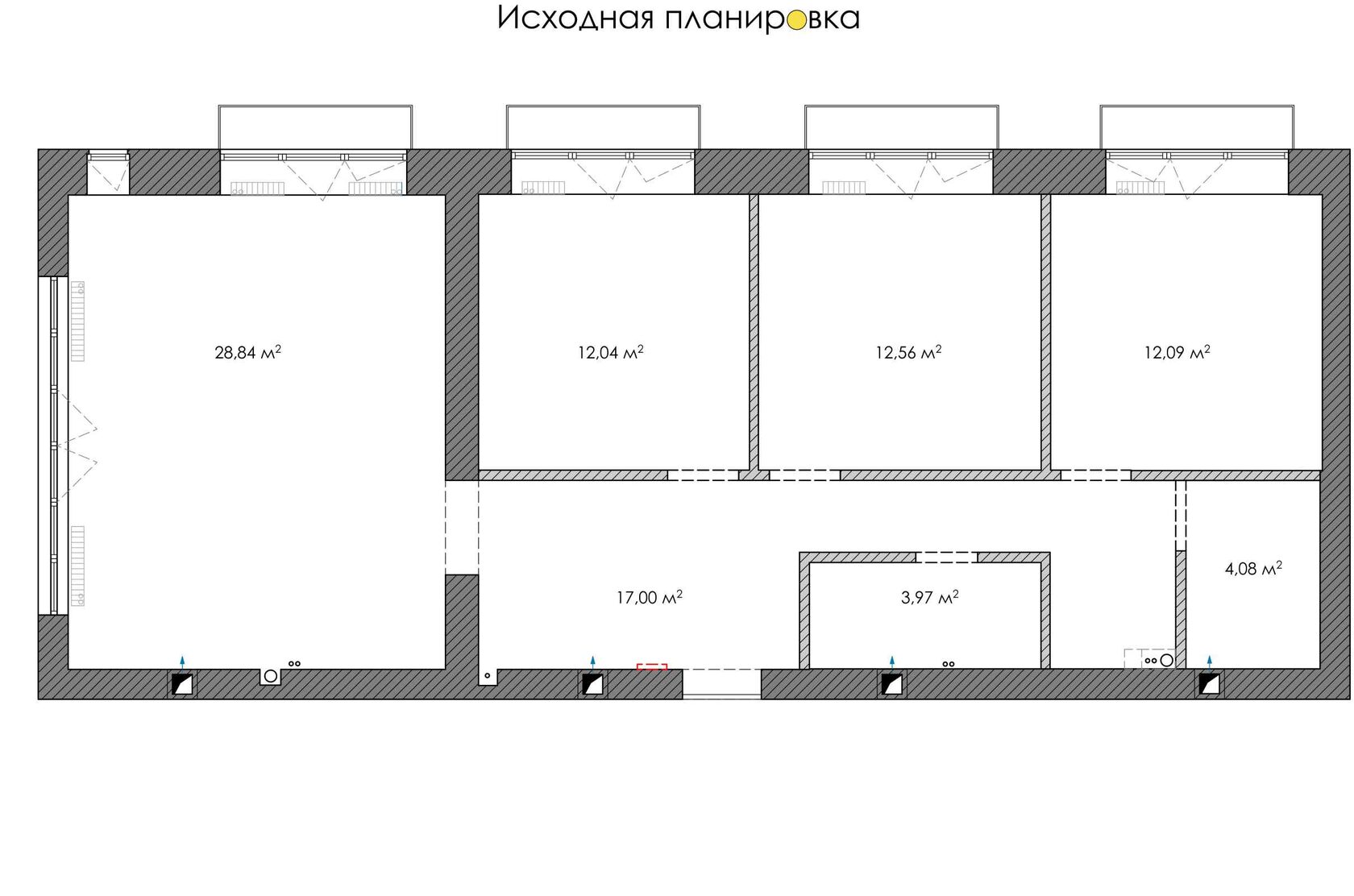 Исходная схема квартиры в ЖК «Андерсен»