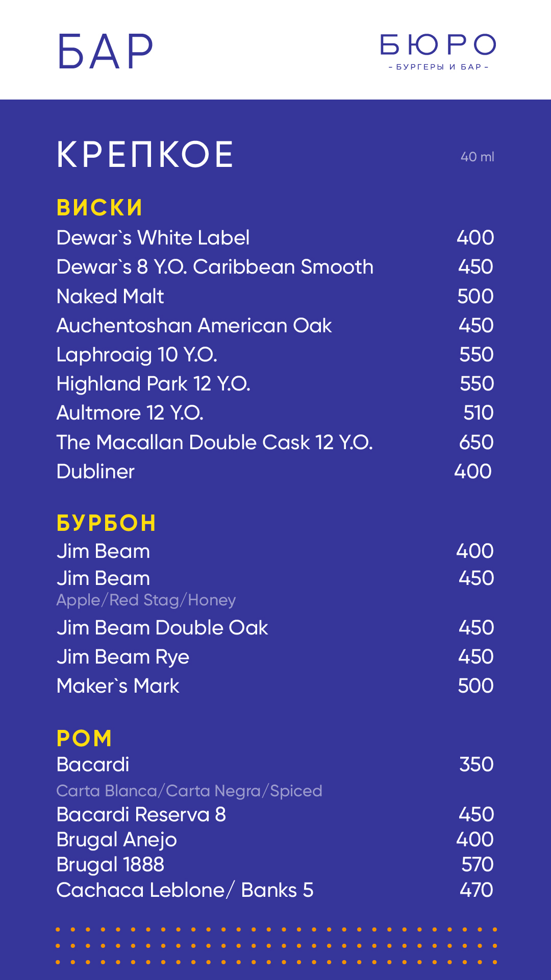 Барное меню