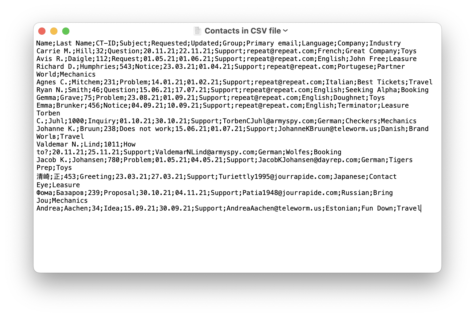 Csv File Format Data Type