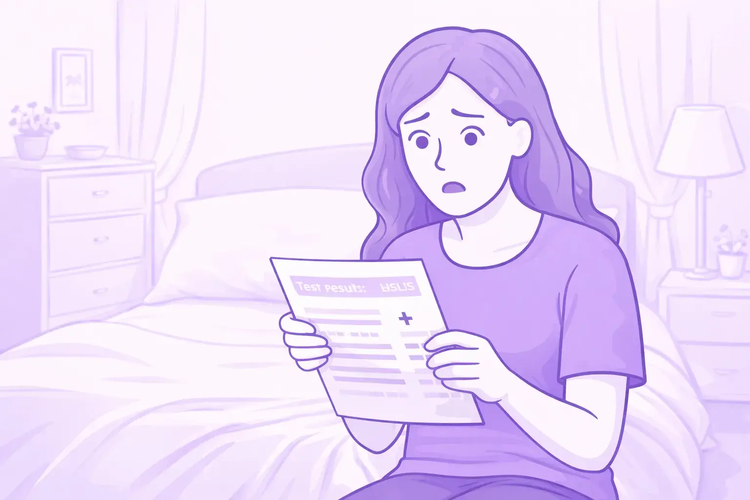 Девушка смотрит на анализы