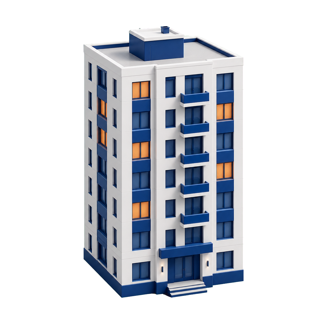 Минималистичная 3D-модель многоквартирного дома