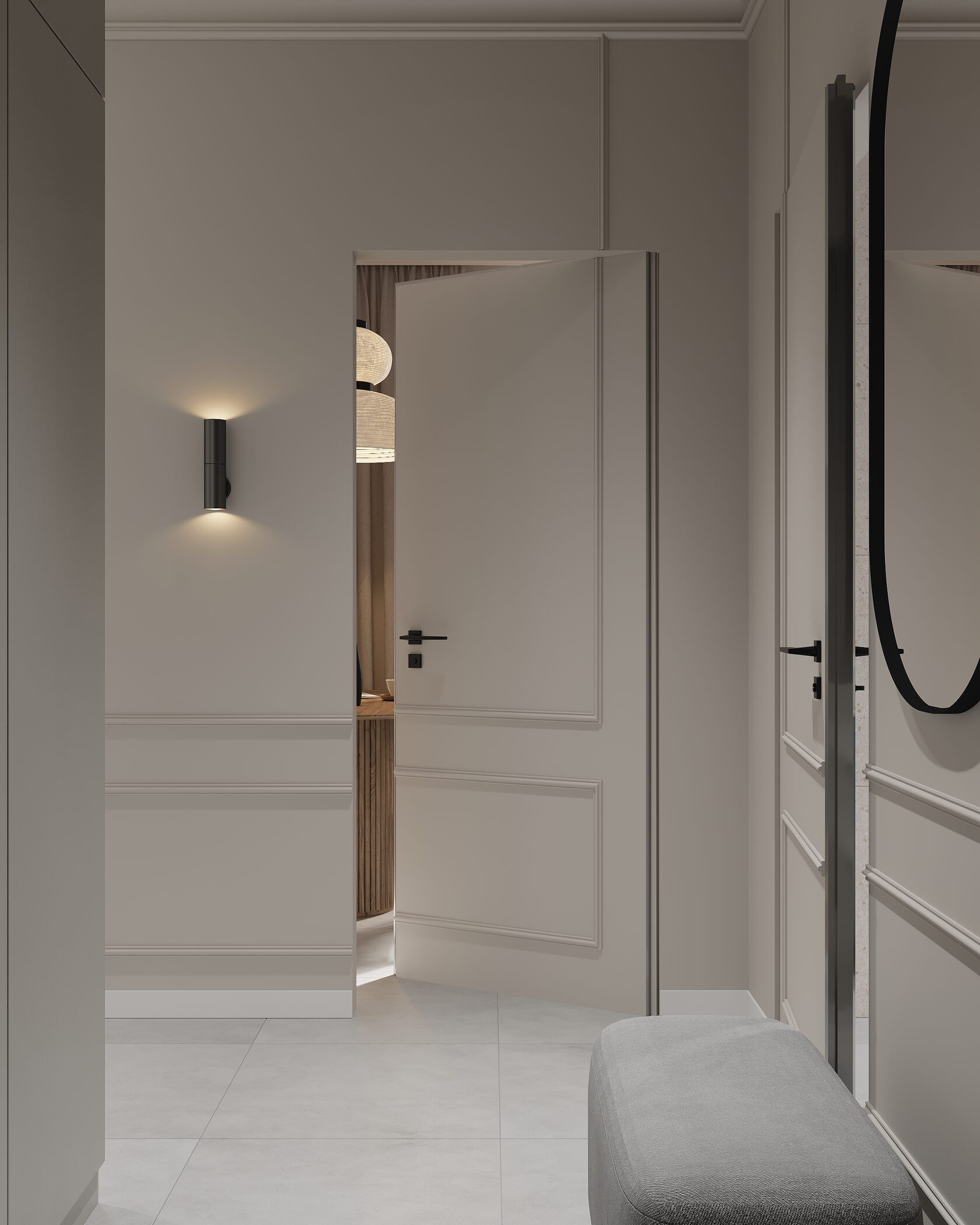 дверь скрытого монтажа инвизибл с молдингами классическими 