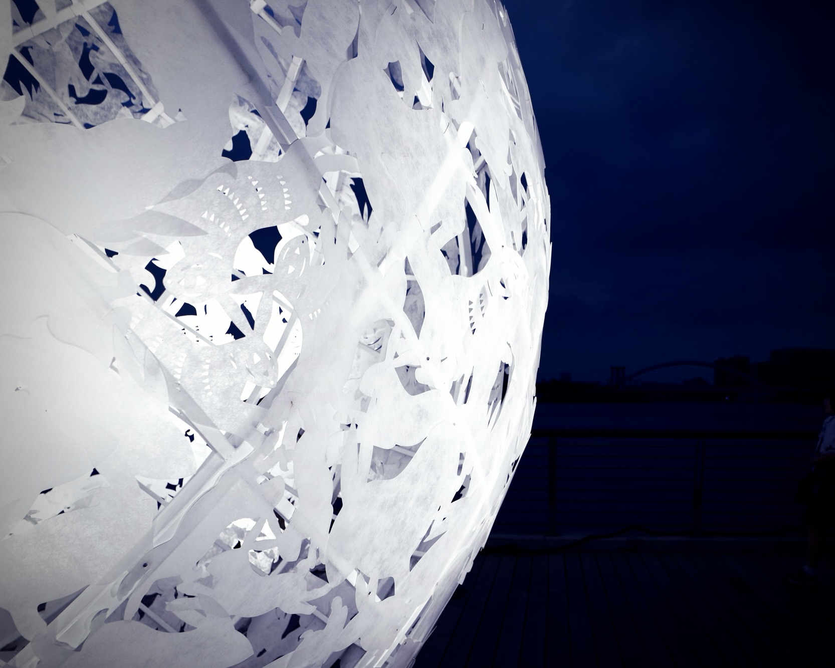 GORK The Full Moon: illuminated openwork shell at night