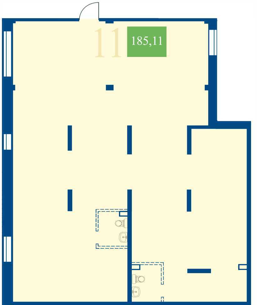 Планировка коммерческого помещения 185,11 м² · Набережный квартал