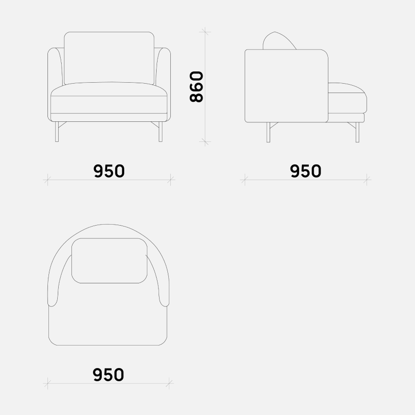 Кресло Bud от бренда Simple Form — стильный и удобный дизайн, размеры 950 мм (ширина) и 998 мм (высота), идеально для современного интерьера.