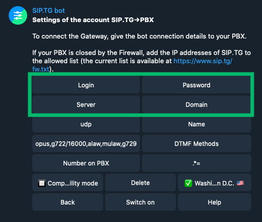 Setting up a VoIP Trunk between Telegram and SIP PBX with registration