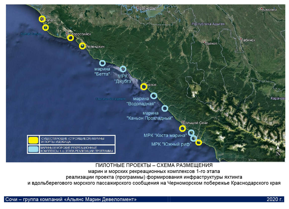 Карта морского побережья краснодарского края