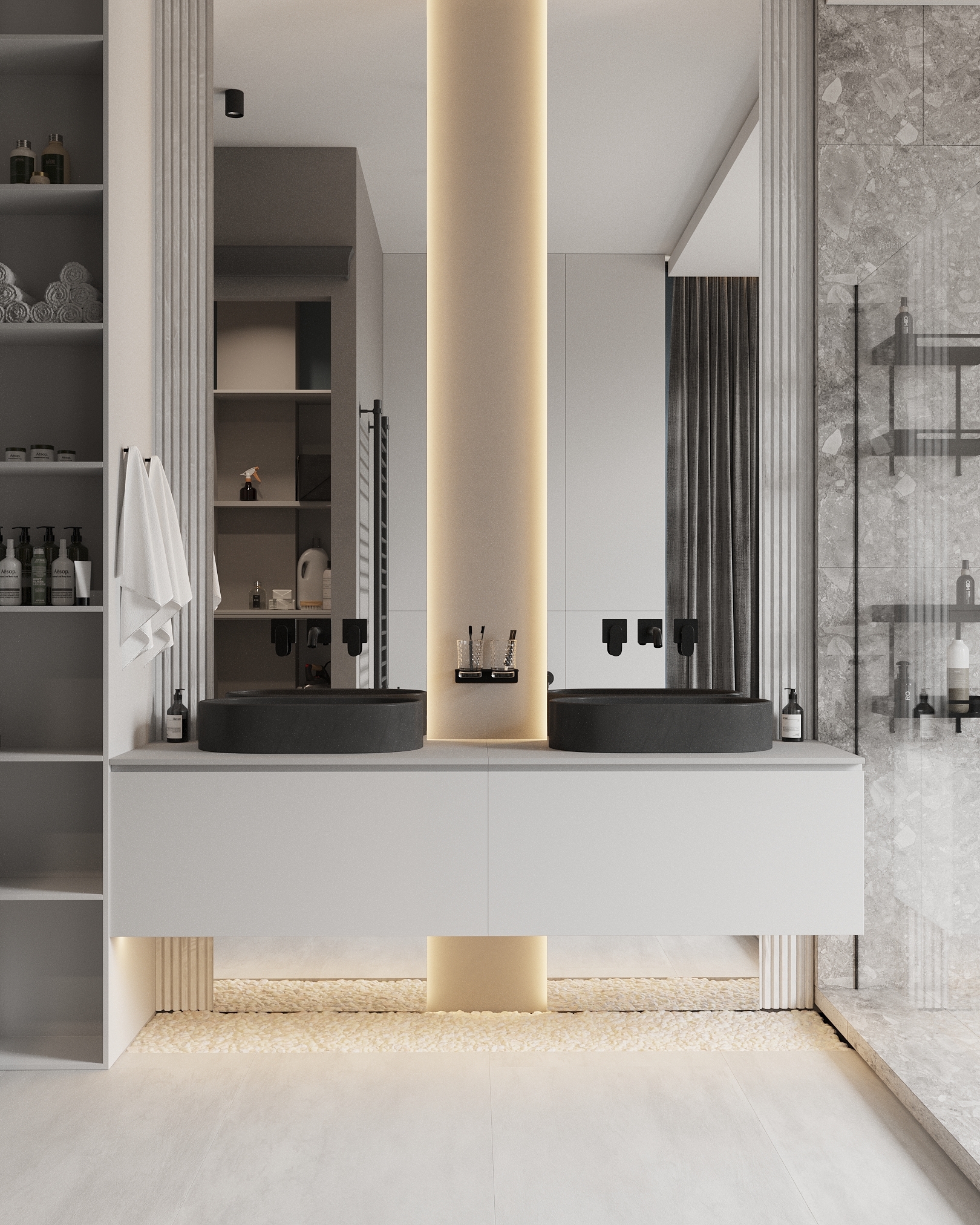 двойная раковина в интерьере 