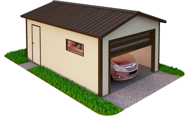 Гараж для одного автомобиля двухскатный