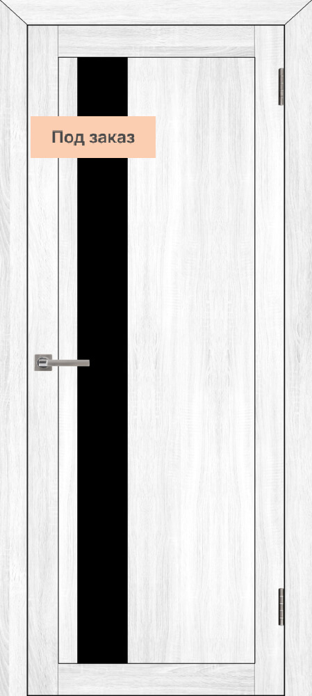 Дверь межкомнатная UniLine 30004 Остекленная стекло черная лакобель цвет Велюр Белый