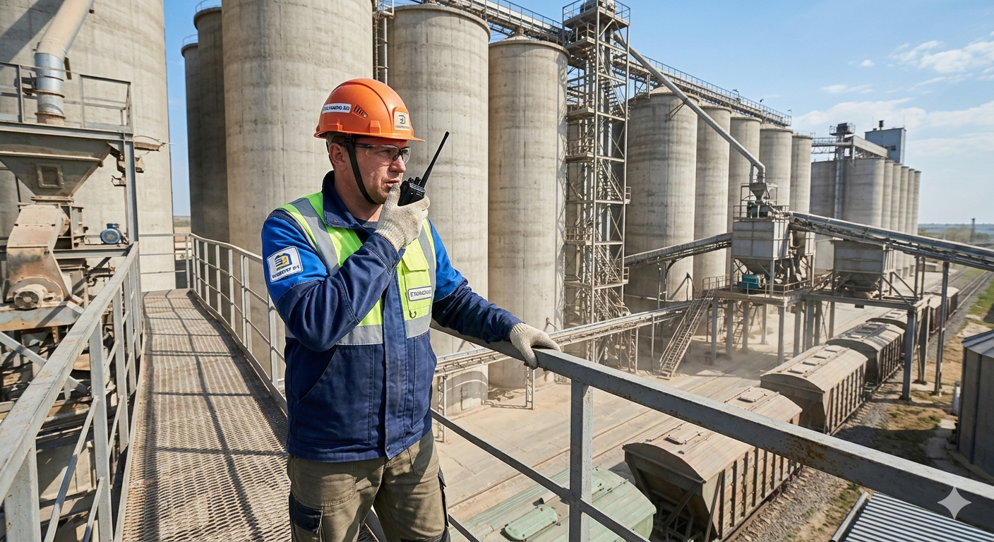 Взрывозащищенная рация на элеваторе, цифровая радиостанция для зернохранилища.