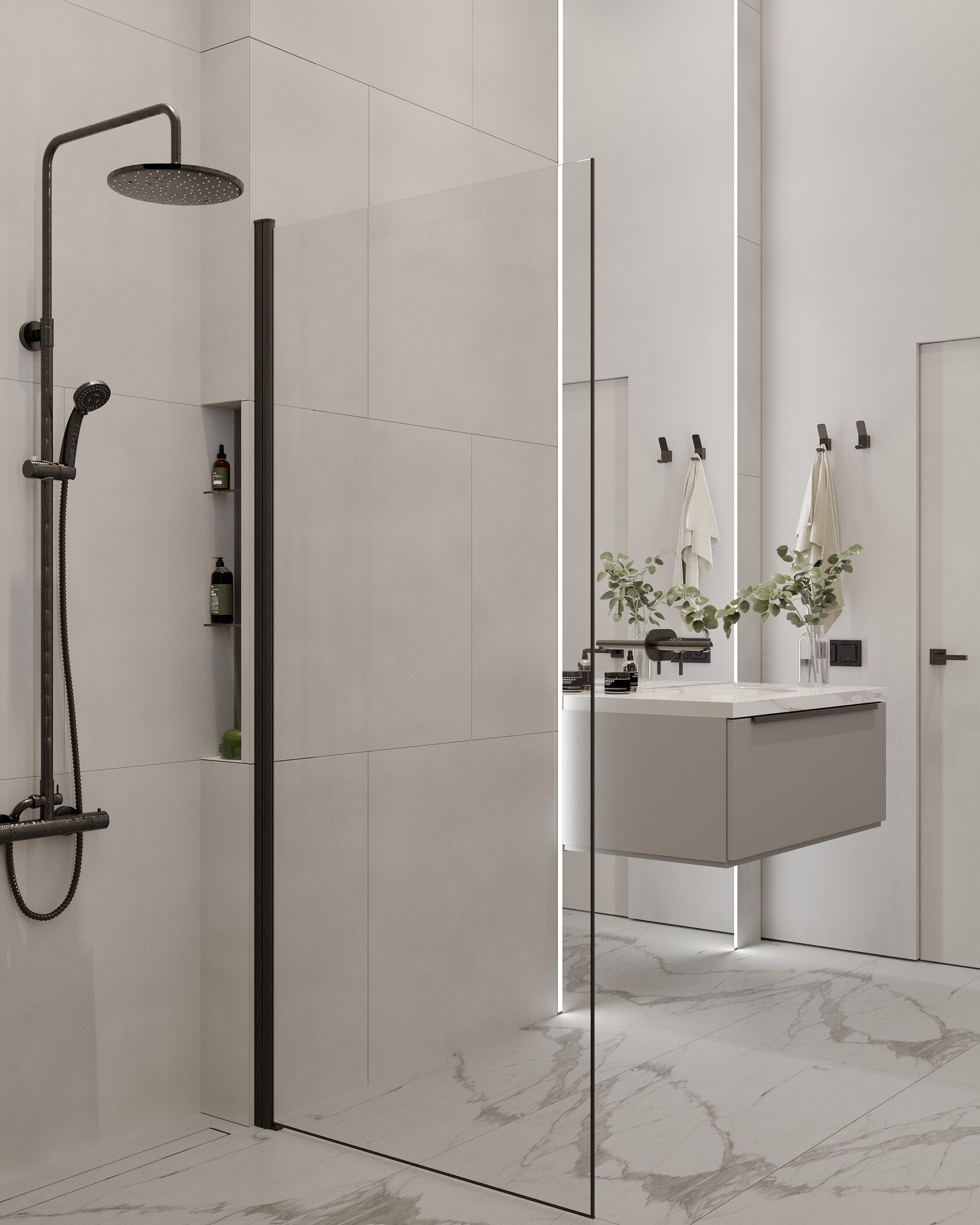 интерьер санузла с мрамором