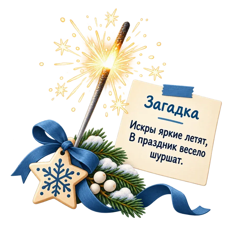 Бенгальский огонь с запиской-загадкой для новогоднего домашнего квеста