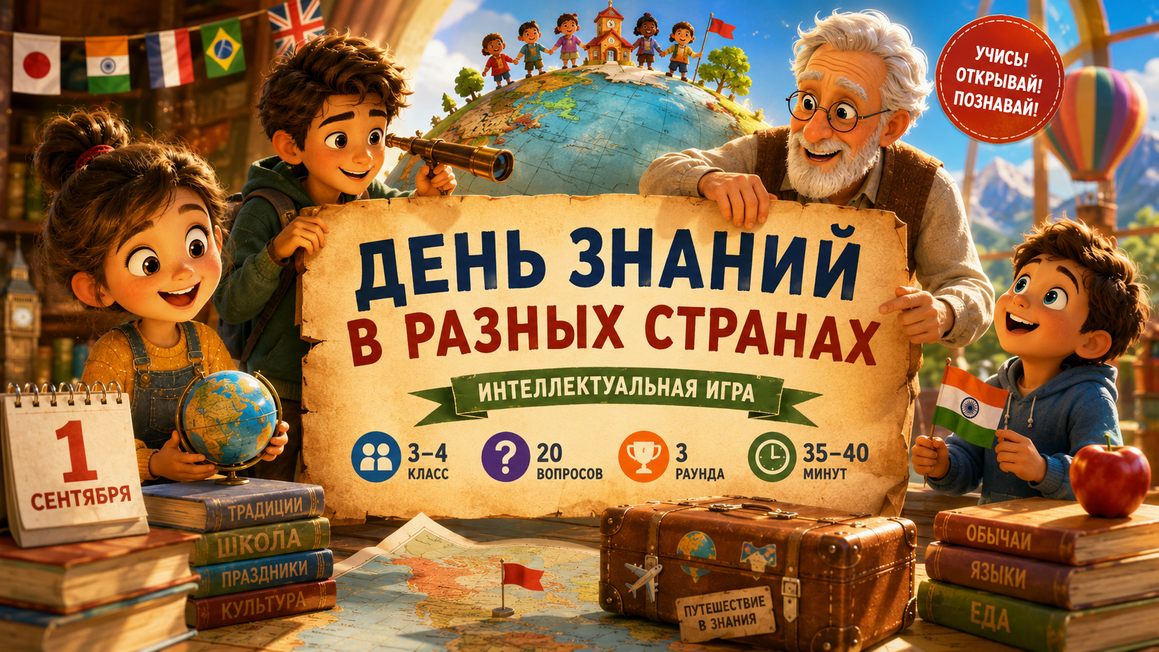 Обложка игры День знаний в разных странах для 3-4 классов