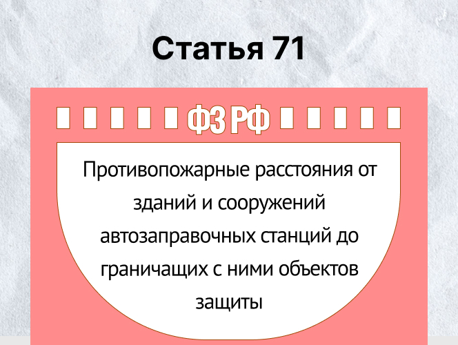 Противопожарные расстояния от зданий и сооружений автозаправочных станций до граничащих с ними объектов защиты