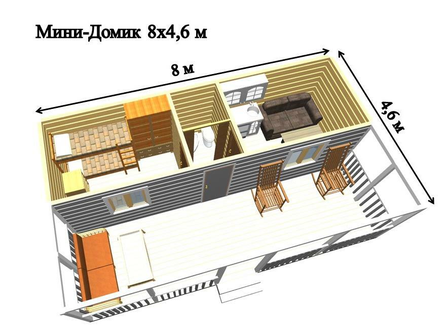 Мини дом 4 на 6 проект