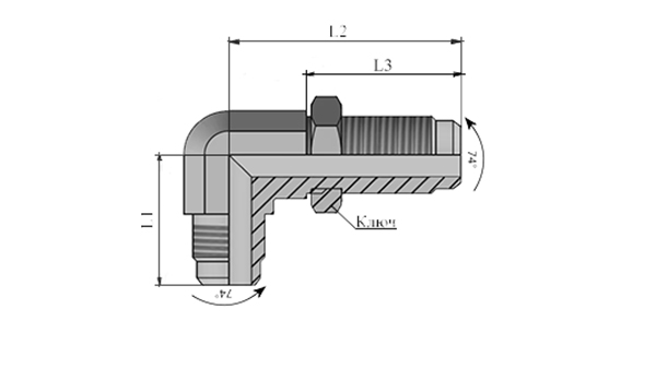 Адаптеры Ш-Ш JIC 74° угловые 90° удлиненные переборочные