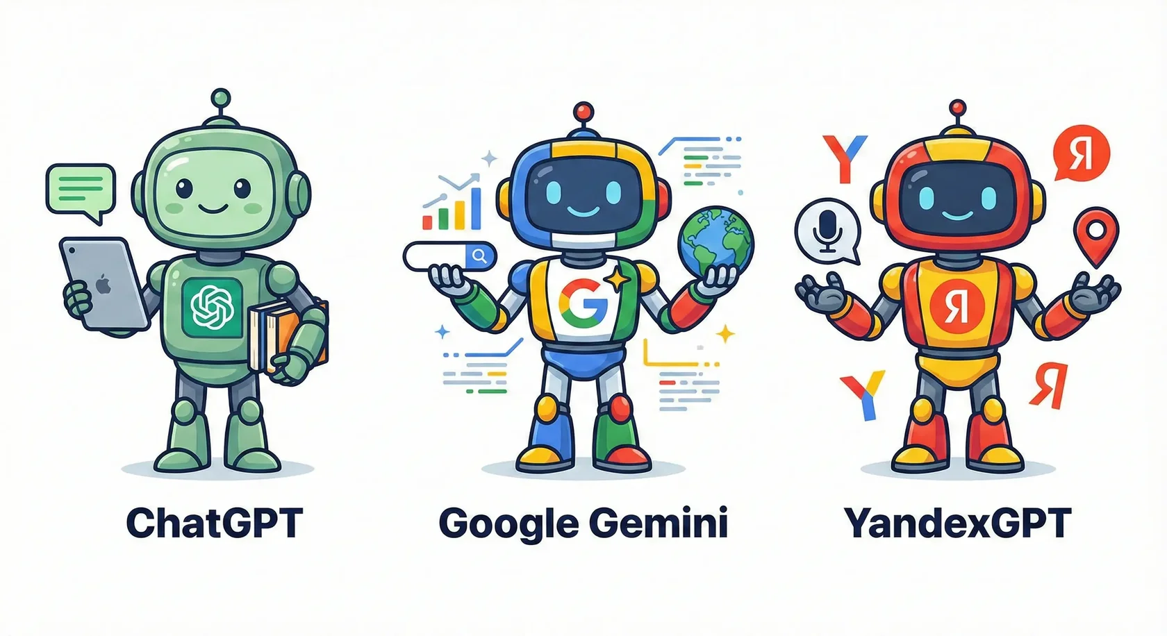 в чем разница между чатом гпт, гугл гемини и яндекс гпт?