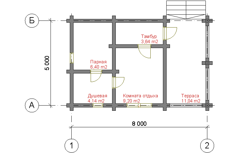 Проект бани 8х5