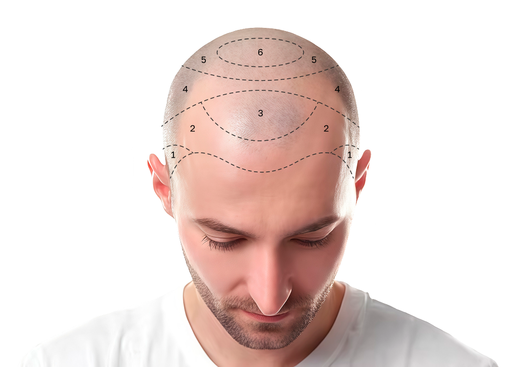 Зоны пересадки волос на голове