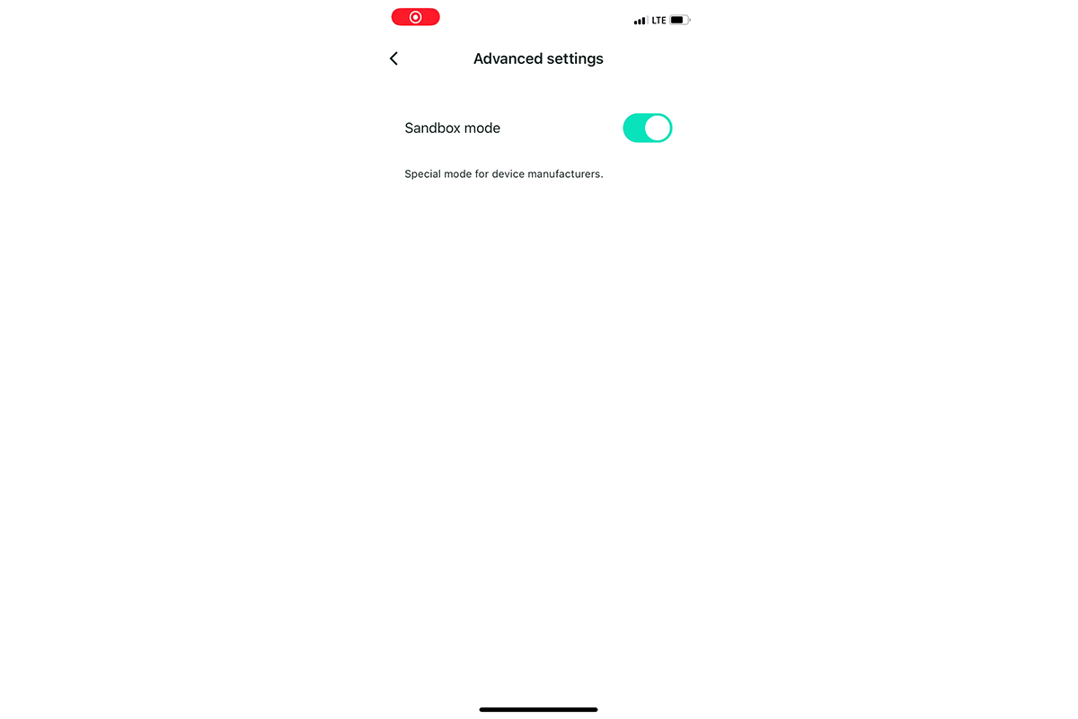 Enabling Sandbox mode in the mobile application